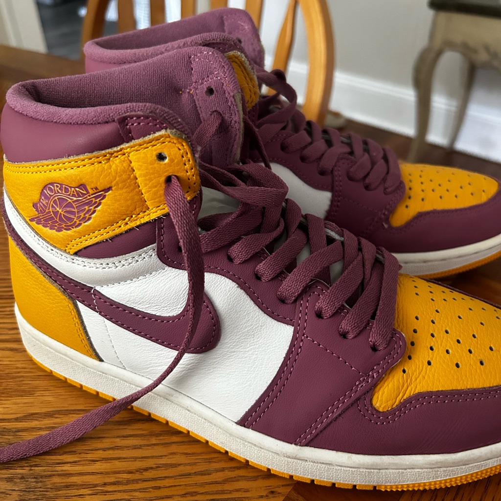 Air Jordan High-Top Sneakers In Purple And Yellow